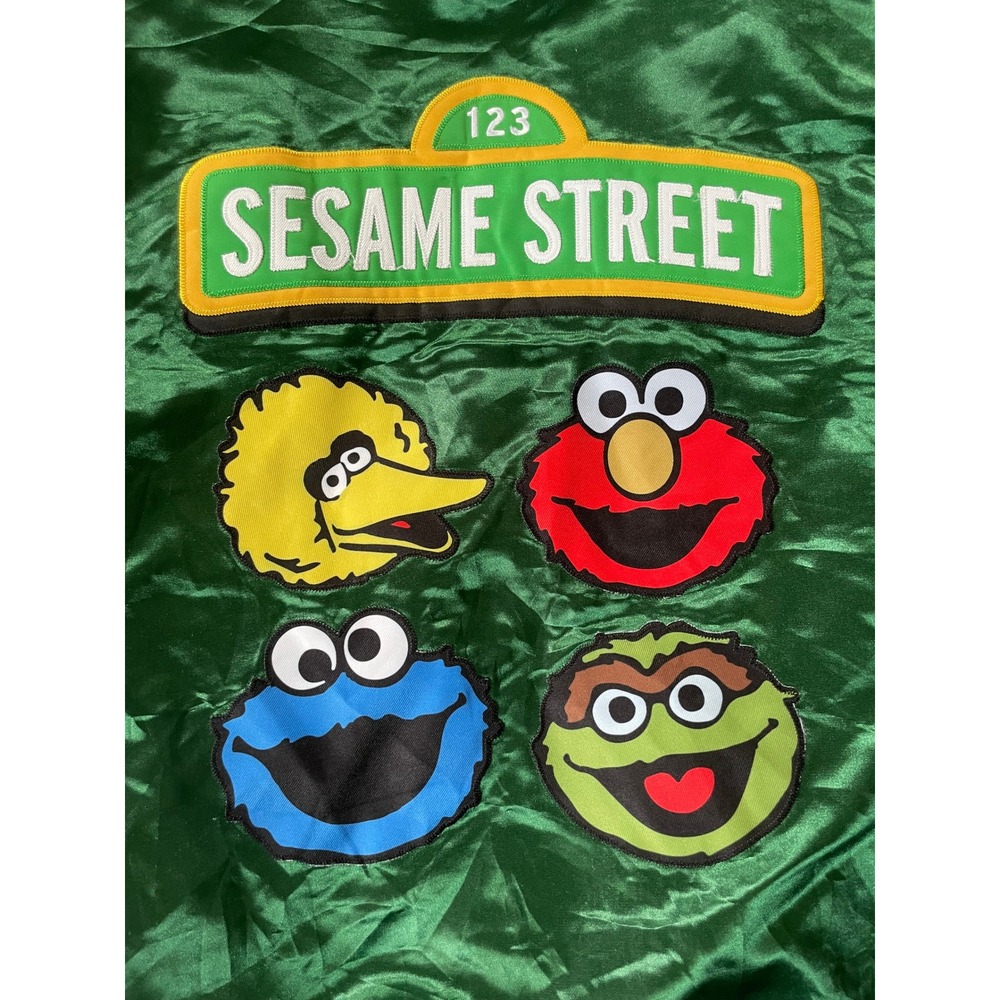Headgear Classics Mens XL Varsity Jacket Green Sesame Street PBS Satin Bomber - Picture 14 of 16